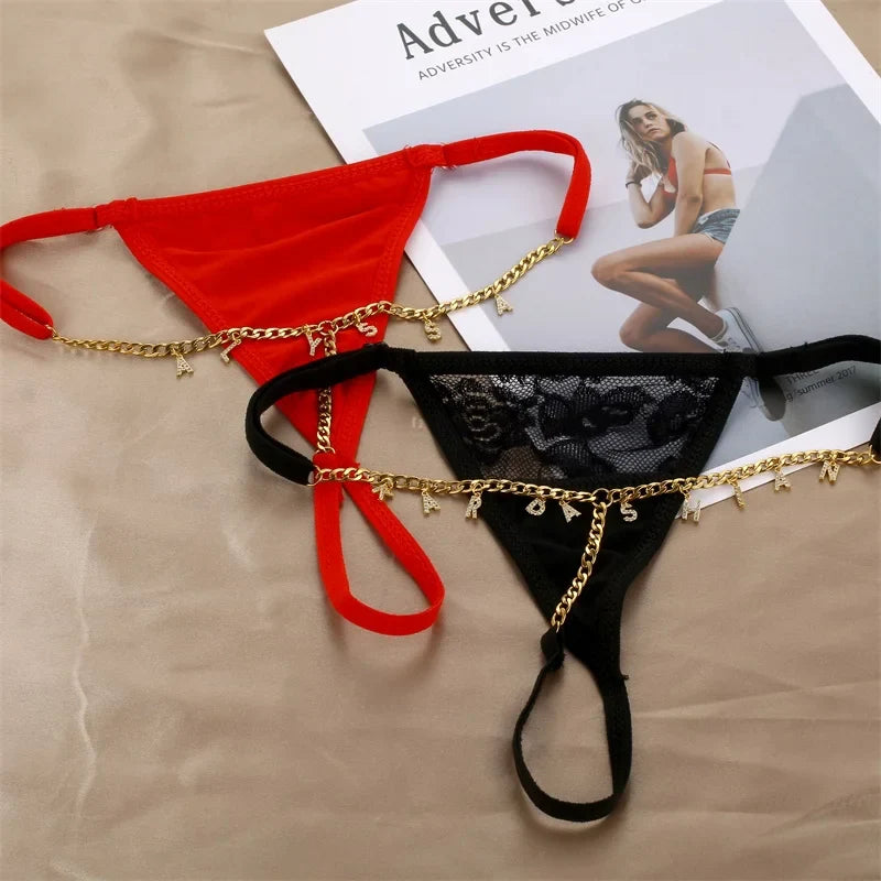 Summer Sexy Body Chain Jewelry Personalized Name Belly Waist Chains for Women Metal Custom Letters Underwear Thong Panties