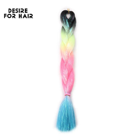 Desire for Hair 5Packs Synthetic Braiding Hair Christmas Colors Mix Tinsel Glitter Green Synthetic Hair Extensions Jumbo Braids