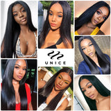 UNice Hair 5X5 HD Lace Closure 28 30 Inch With Peruvian Straight Hair 3 Bundles 4PCS 4x4 Swiss Lace Human Hair Weave Remy Hair