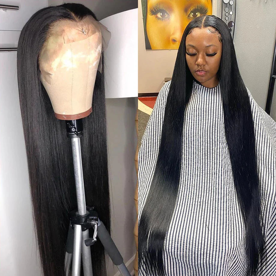 30 40 Inch Straight HD Lace Front Wig Brazilian Glueless Frontal pre plucked Bob Wigs For Women Choice Human Hair 250 Density