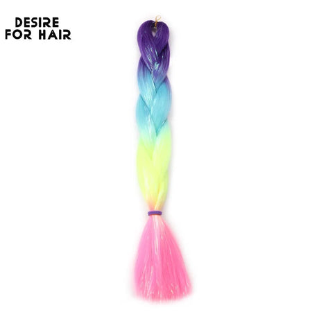 Desire for Hair 5Packs Synthetic Braiding Hair Christmas Colors Mix Tinsel Glitter Green Synthetic Hair Extensions Jumbo Braids