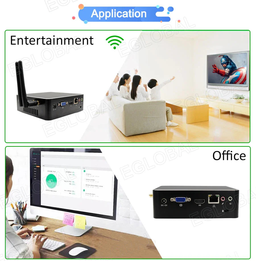 Cheap Intel i3 7167U i5 7200U i7 Mini Computer DDR4/DDR3 Win10 Linux Barebone Portable PC 4K HTPC Copper Fan 6*USB HDMI VGA WiFi