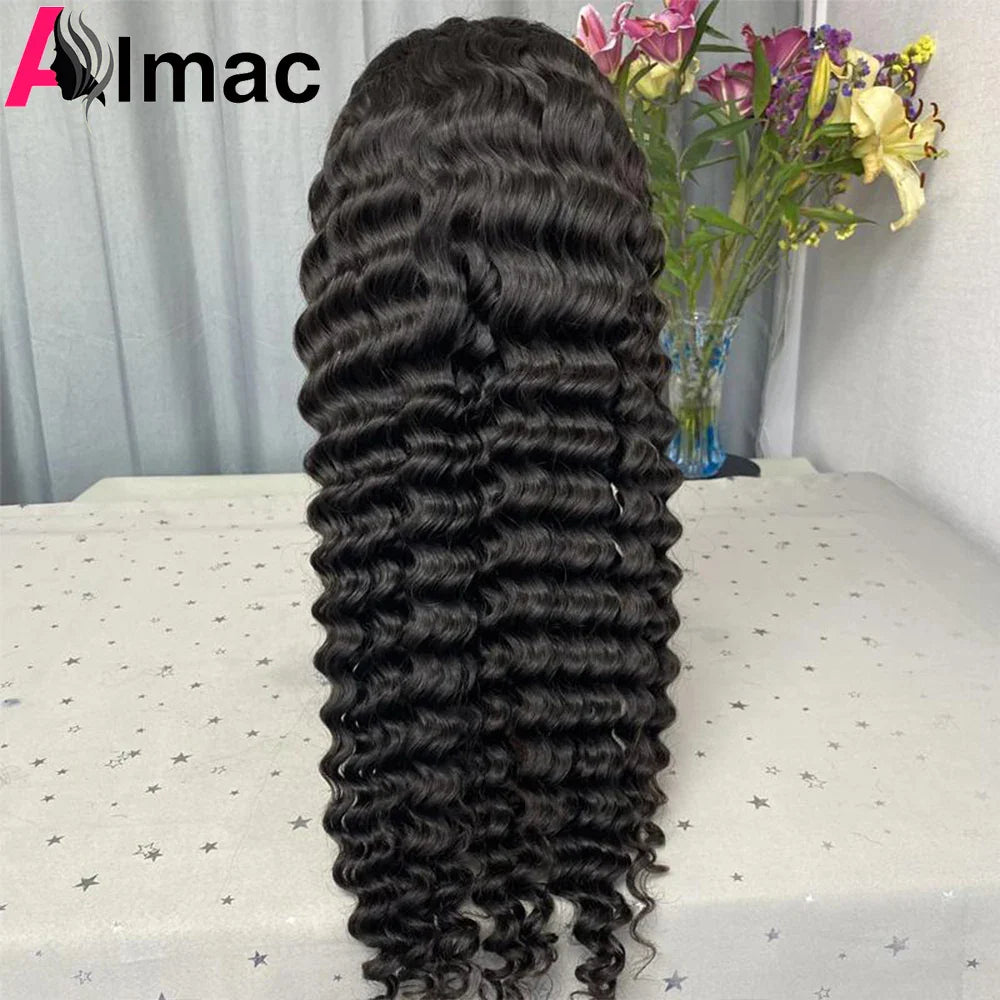 Deep Wave Headband Scarf Wig For Women Brazilian Remy Human Hair Wigs None Lace Glueless Full Machine Made Wig Headband Wig