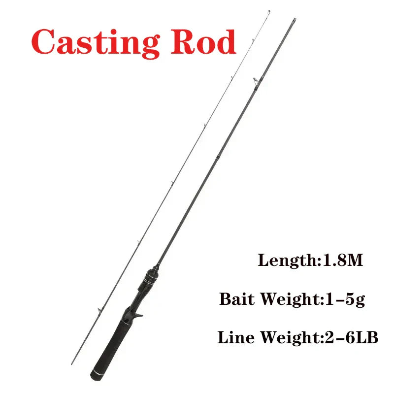 Ultra-light Fishing Rod Carbon Fiber Spinning/casting Lure Pole Bait WT 0.3-5g Line WT 2-6LB Super Soft Fast Trout Fishing Rods