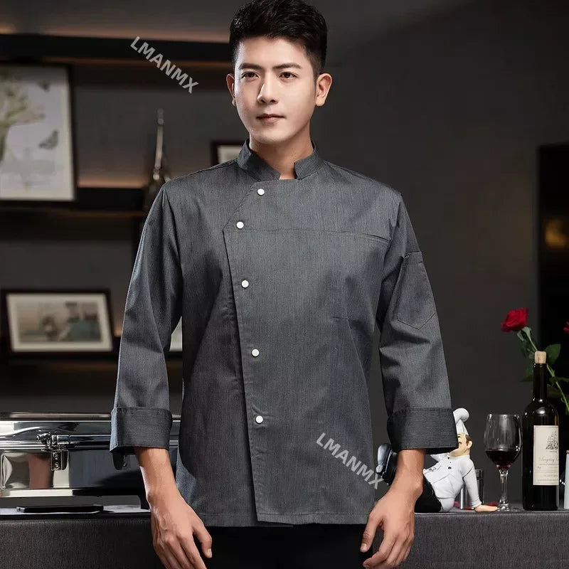 Unisex Chef Jacket Short Sleeve Kitchen Cook Coat Chinese Restaurant Waiter Uniform Top