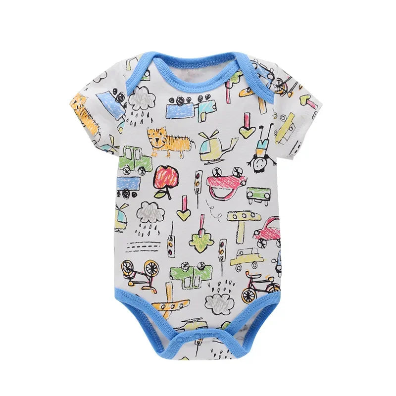 Unisex Short Sleeve Rompers for Baby Boys Girls Clothes 0-24M Cotton One-piece Bodysuits for Newborn Infant Kids Overalls Onesie