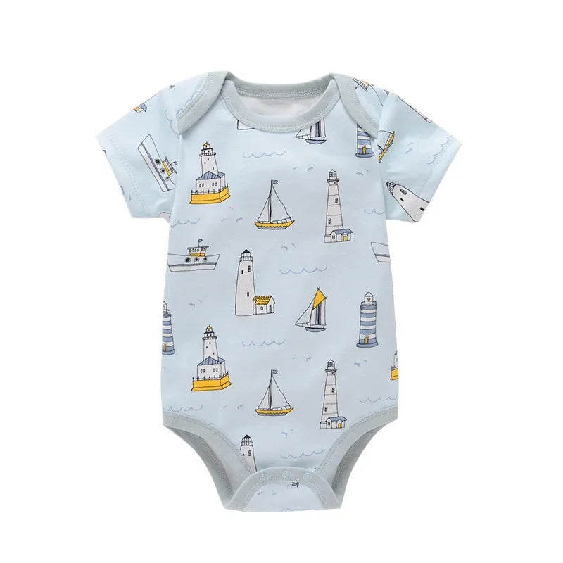 Unisex Short Sleeve Rompers for Baby Boys Girls Clothes 0-24M Cotton One-piece Bodysuits for Newborn Infant Kids Overalls Onesie