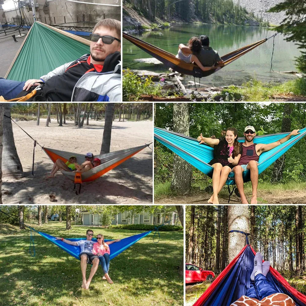 Upgrade Camping Hammock Outdoor Tourist Hanging Hammocks Portable Parachute Nylon Hiking Hammock For Backpacking Travel