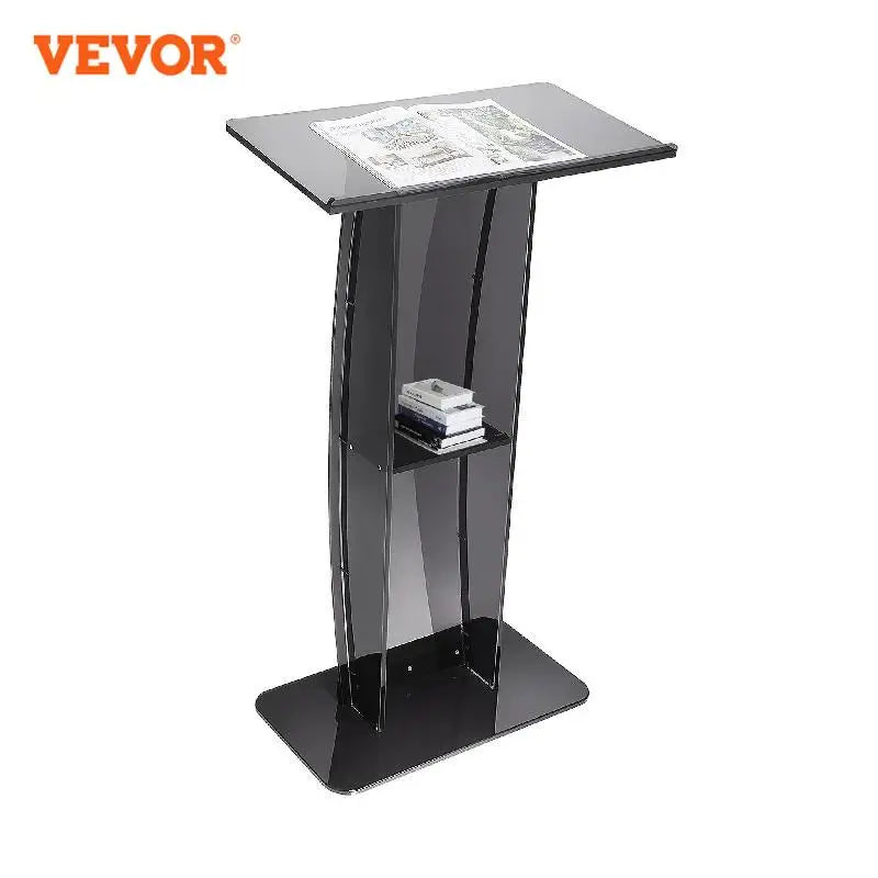 VEVOR 47" Acrylic Podium Stand Floor-Standing Clear Pulpits Acrylic Desktop Lecterns W/ Storage Shelf  for Church Office School