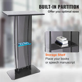 VEVOR 47" Acrylic Podium Stand Floor-Standing Clear Pulpits Acrylic Desktop Lecterns W/ Storage Shelf  for Church Office School