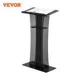 VEVOR 47" Clear Podium Stand Floor-Standing Acrylic Podium Lectern W/ Reading Surface & Storage Shelf  for Church Office School