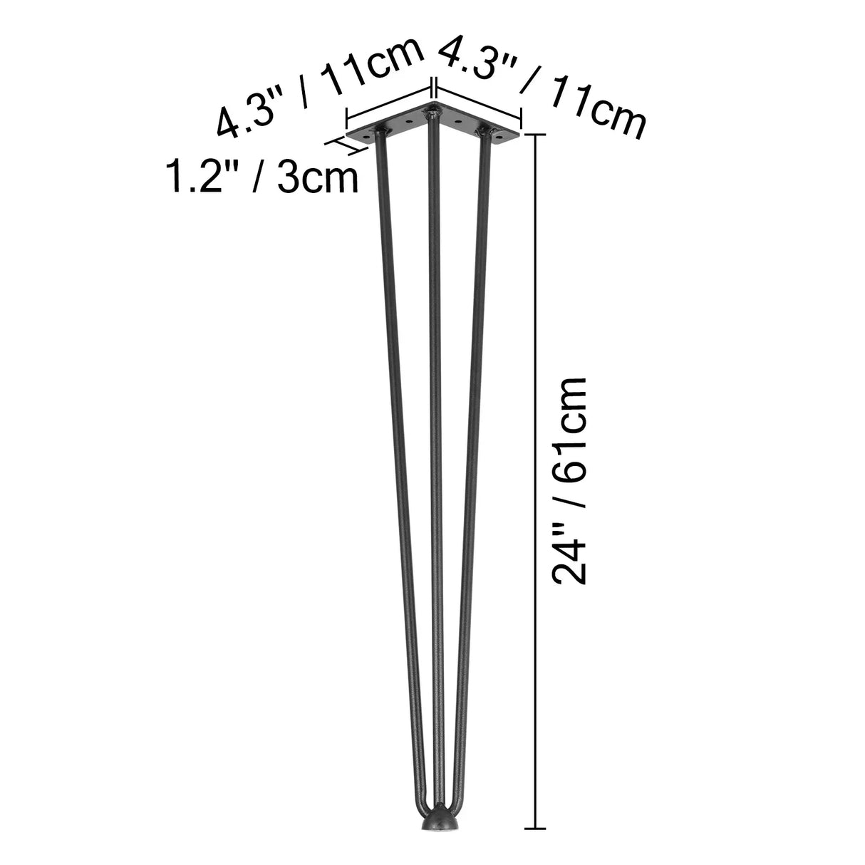 VEVOR 4Pcs Metal Table Legs 16-40 Inch 3-Rod Hairpin Furniture Legs DIY Home Bench Dining Desk End Coffee Table Feet Accessories