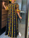 VONDA Plus Size 5XL Dress Women Long Maxi Sundress 2024 O-Neck Printed Casual Bohemian Robe Femme Lantern Sleeve Party Vestido