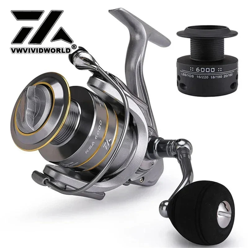 VWVIVIDWORLD,High Quality,Saltwater Fishing Reels,Double Spool,Spinning Reel,Alloy Gear,Alloy Spool,Metal Arm,Casting Reel