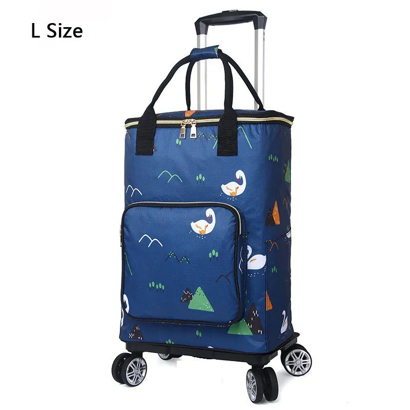 Vegetable Market Shopping Bag For Groceries Cart With Wheel Trolley Bag On Wheels Bolsa Compra Supermarket Foldable Reusable Bag