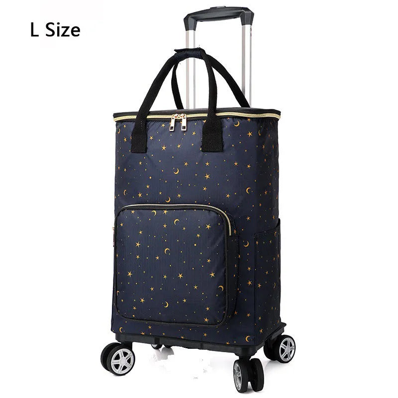 Vegetable Market Shopping Bag For Groceries Cart With Wheel Trolley Bag On Wheels Bolsa Compra Supermarket Foldable Reusable Bag