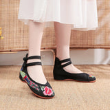 Veowalk Big Size 34-43 Chinese Style Peacock Embroidery Women's Flats Old Peking Soft Sole Casual Breathable Cloth Shoes Woman