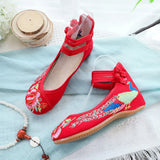 Veowalk Big Size 34-43 Chinese Style Peacock Embroidery Women's Flats Old Peking Soft Sole Casual Breathable Cloth Shoes Woman