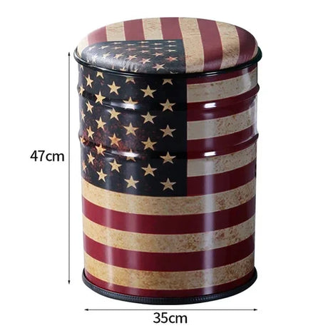 Vintage Bar Cartoon Iron Storage Stool Living Room Paint Dining Chair Household Stackable Anti Slip Small Round Bench