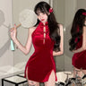 Vintage Chinese Traditional Qipao Cheongsam Sexy Mini Slim Split Chinese Dress Cosplay Costume Classic Mandarin Collar Vestidos