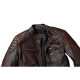 Vintage Red Brown Men Leather Jacket 100% Cowhide Jackets Slim Fit Soft Skin Coat Autumn Jaqueta Masculina De Couro