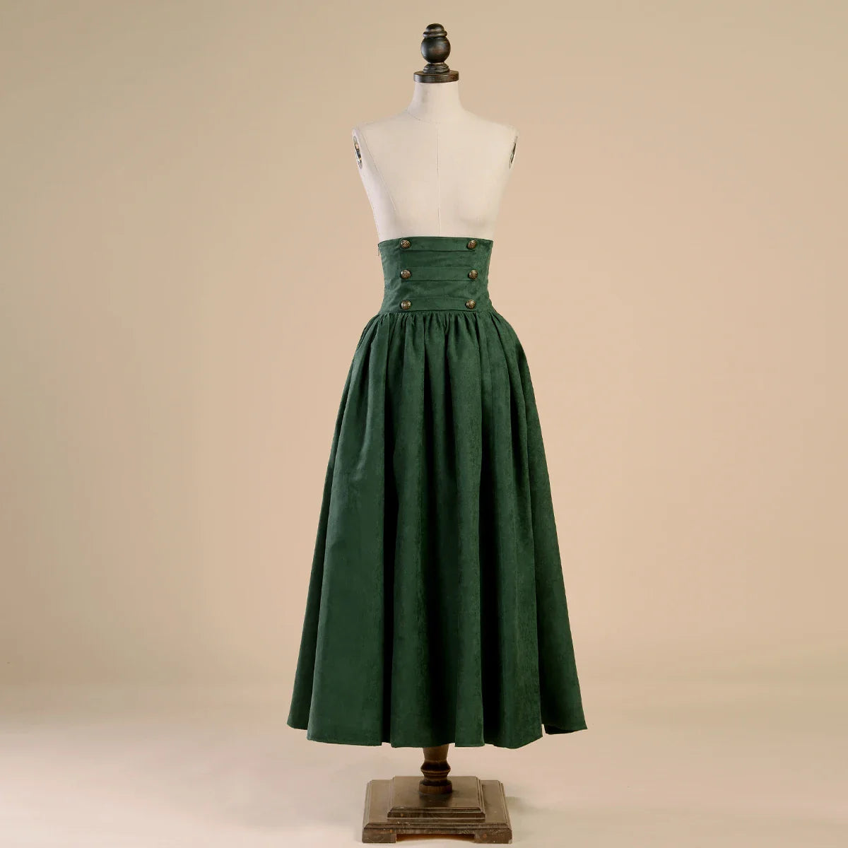 Vintage lantern sleeves, white shirt, green high waisted sealed large skirt set, French European clothing Lolita