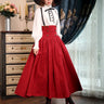 Vintage lantern sleeves, white shirt, green high waisted sealed large skirt set, French European clothing Lolita
