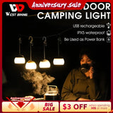 WEST BIKING Camping Tent Light Hanging Camping Lanterns Portable USB Rechargeable Light Led Camp Lamp for Outdoor Emergency