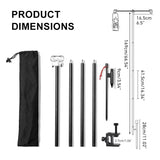 WESTTUNE Camping Lamp Stand with Double Hooks Aluminum Alloy Foldable Lamp Pole Telescopic Outdoor Light Holder Lamp Hanger