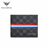 WILLIAMPOLO Men‘s Leather Wallet Fashion Luxury Design Slim Thin Purse Business Fold Wallet Patchwork Male Card Holder Wallet