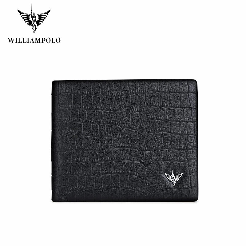 WILLIAMPOLO  Men’s Wallets High Quality Cowhide Card Holder Genuine Leather Men Clutch Wallets Male Passport Cover Purses