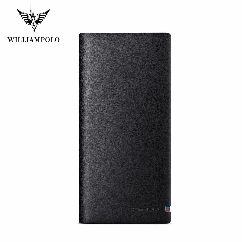 WILLIAMPOLO  Men’s Wallets High Quality Cowhide Card Holder Genuine Leather Men Clutch Wallets Male Passport Cover Purses