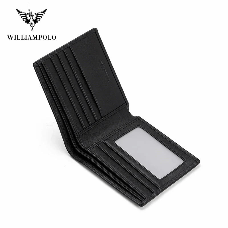 WILLIAMPOLO  Men’s Wallets High Quality Cowhide Card Holder Genuine Leather Men Clutch Wallets Male Passport Cover Purses