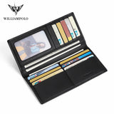 WILLIAMPOLO  Men’s Wallets High Quality Cowhide Card Holder Genuine Leather Men Clutch Wallets Male Passport Cover Purses