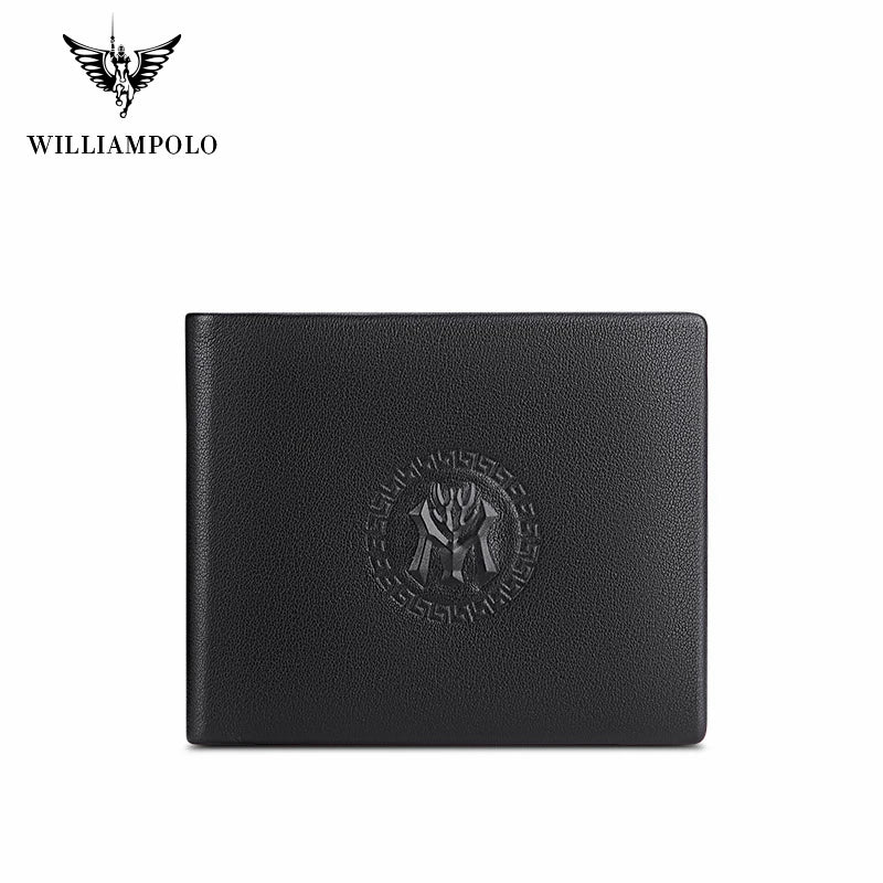 WILLIAMPOLO  Men’s Wallets High Quality Cowhide Card Holder Genuine Leather Men Clutch Wallets Male Passport Cover Purses