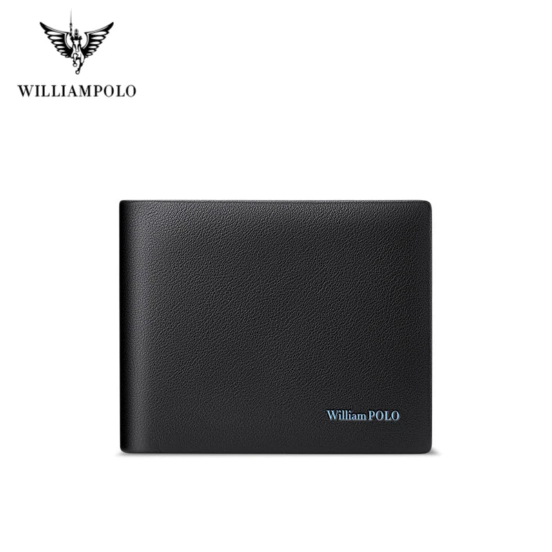 WILLIAMPOLO  Men’s Wallets High Quality Cowhide Card Holder Genuine Leather Men Clutch Wallets Male Passport Cover Purses