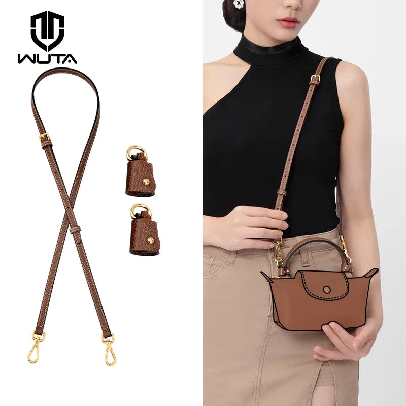 WUTA Bag Strap For Longchamp Mini Punch-free Genuine Leather Shoulder Strap Set Transformation Crossbody Strap Bag Accessories