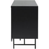 Walker Edison Scandinavian Grooved 4-Door Sideboard 17.75"D X 69"W X 28.75"H Black Bar Table for Home US