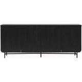 Walker Edison Scandinavian Grooved 4-Door Sideboard 17.75"D X 69"W X 28.75"H Black Bar Table for Home US