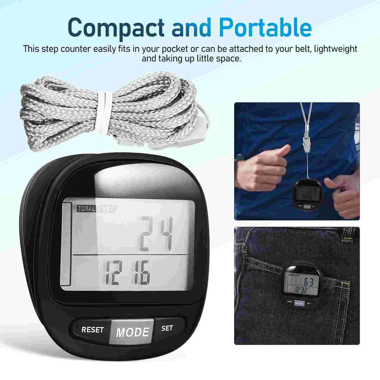 Walking 3D Pedometer Simple Step Counter Walking Distance Miles Counter Calorie Counter Daily Monitor Step Tracker