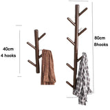 Wall Mount Clothing Rack Coat Hanger Branches Natural Pine Hook Handbag Cap Holder Living Room Decoration Wall Shelves 4/8 Hooks