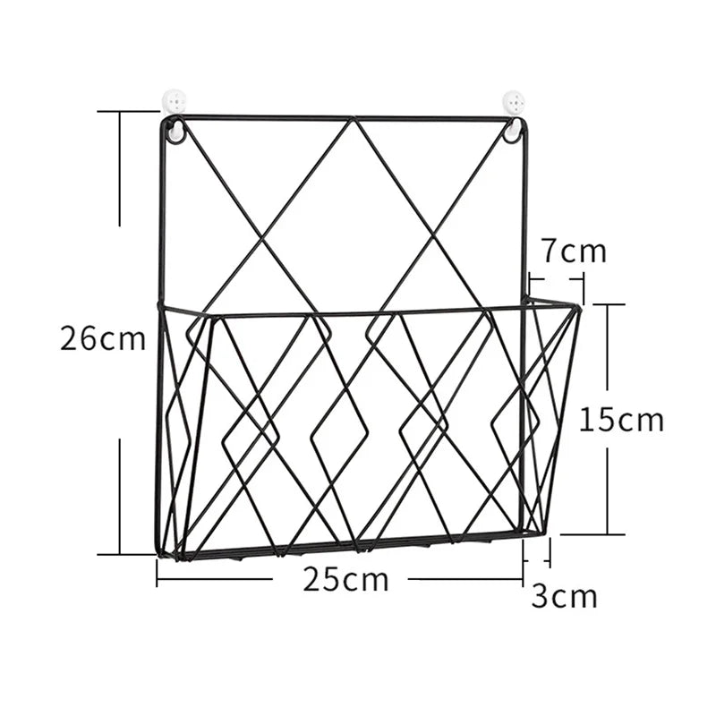 Wall Mounted Magazines Storage Rack Hollow Book Wall Shelf Space-saving Bookcase Grid Design Newspaper Holder for Study Room