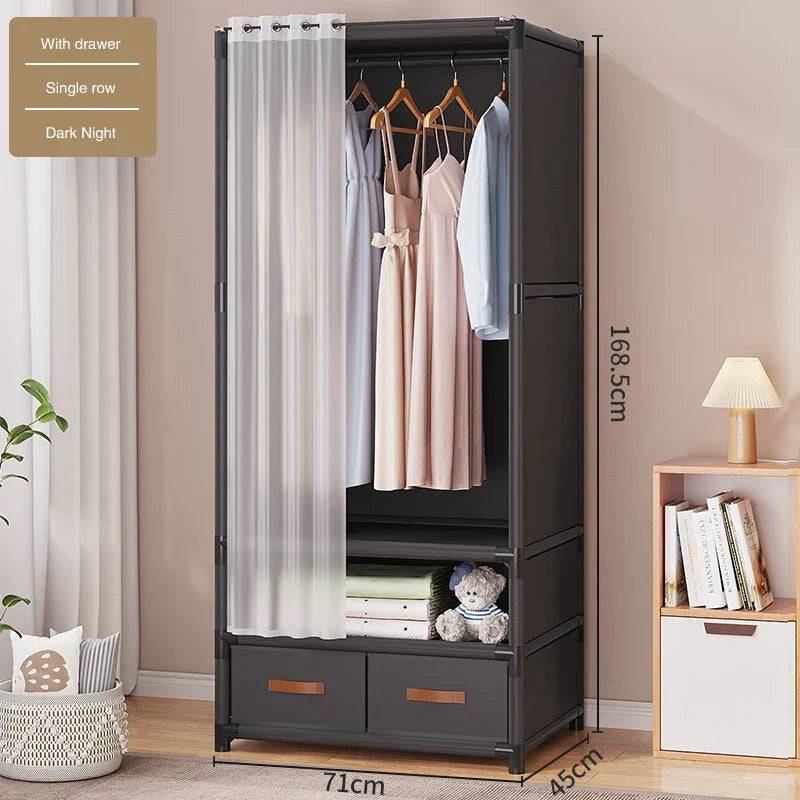 Wardrobe Household Bedroom Simple Assembly Dustproof Wardrobe Rental Room with Thick and Thick Storage Wardrobe Sorting Shelves