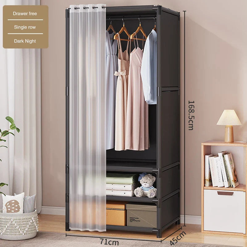 Wardrobe Household Bedroom Simple Assembly Dustproof Wardrobe Rental Room with Thick and Thick Storage Wardrobe Sorting Shelves