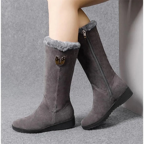 Warm High Boots Women 2022 New Winter Shoes Woman Flats Fashion Gladiator Motorcycle Plush Boots Suede Fur Zapatos Mujer