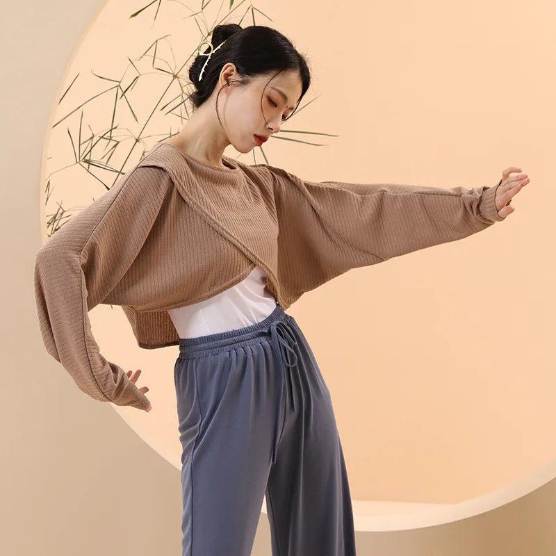 Warmth Women T shirt Dance Wear Modern Dance Practice O-neck Long Sleeve Dance Top Spring Autumn Dancewear Training Tops