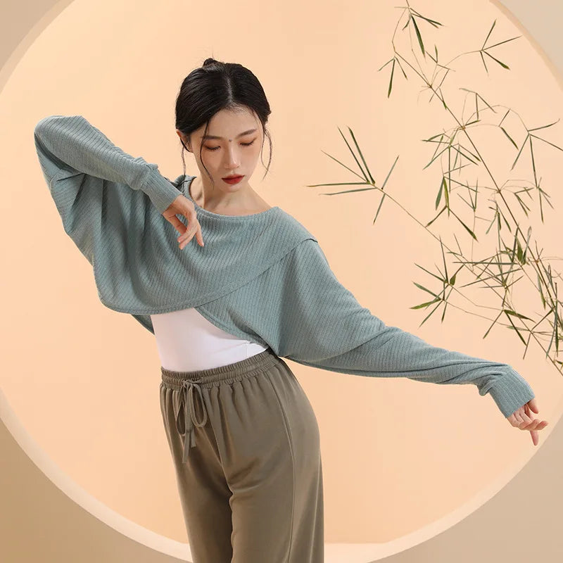 Warmth Women T shirt Dance Wear Modern Dance Practice O-neck Long Sleeve Dance Top Spring Autumn Dancewear Training Tops