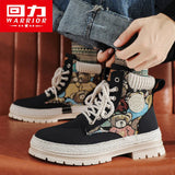 Warrior Winter Martin Boots Men Shoes 2023 Hiking Retro Design Outdoor Man Casual Shoes Men's High Tops Hiking Print Sneakers