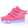 Waterproof Leather Kids Luminous Shoes Sneakers Led Light Shoes with Wing USB Charging Casual Sports Shoes Girls Skateboard Shoe