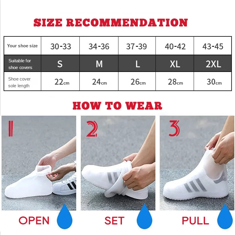 Waterproof Silicone Shoe Cover High Top Rain Boots Cover Non Slip Overshoes Unisex Rubber Water Resistant Footwear Rainy Day